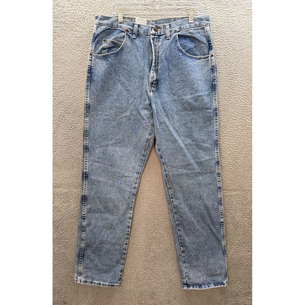 Wrangler‎ Blues Jeans Mens 36x34 Blue Relaxed Fit Workwear Barn Chore Grunge NEW